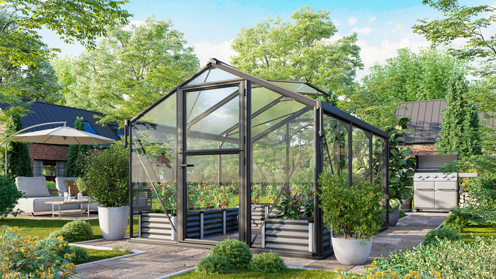 Växthus Deimos 8500 Svart Glas/Poly 8,5 m² Vitavia